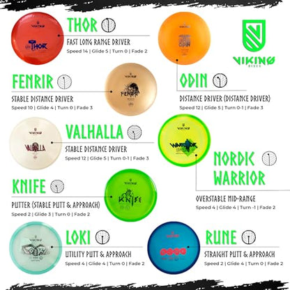 Viking Discs Competition Disc Golf Set - 8 Disc Golf Discs for Any Distance, PDGA Approved - Putter, Mid-Range, Fairway Driver, Distance Driver - Disc Set for Beginners and Professionals