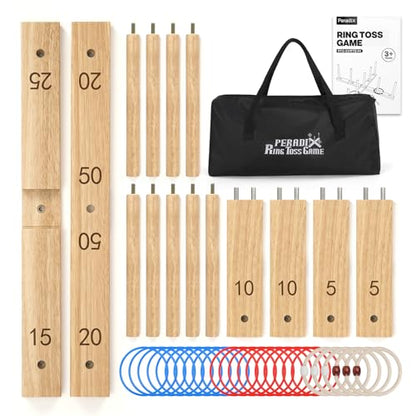 Peradix Ring Toss Game for Kids, Indoor & Outdoor Fun Holiday, Easy Setup & Magnetic Extension, Lawn Yard Games Outdoor Adults Family Party Backyard Beach Outside Game Toys, 26 Rings & Carrying Bag