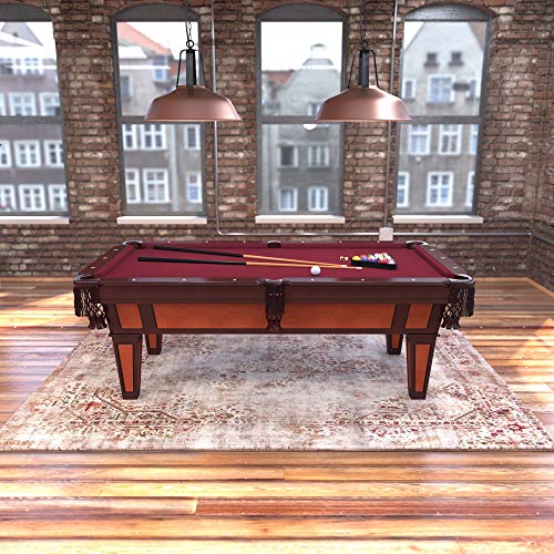 Fat Cat Reno 7.5 Foot Pool Table, Billiard Table with Accuslate Surface, K66 Bumpers, Dark Cherry Finish, Includes Cues and Balls