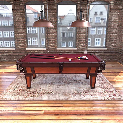 Fat Cat Reno 7.5 Foot Pool Table, Billiard Table with Accuslate Surface, K66 Bumpers, Dark Cherry Finish, Includes Cues and Balls