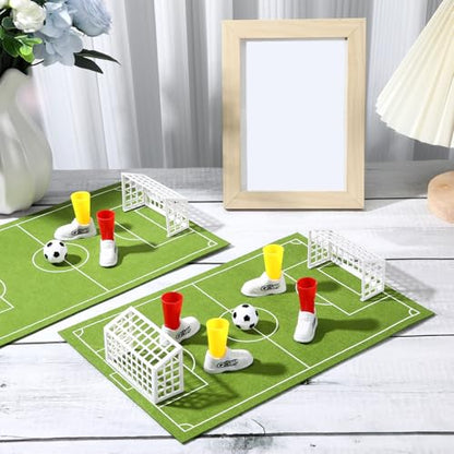Simgoing 4 Set Soccer Football Centerpieces Table Decor Sports Party Decorations Pitch on The Table Game with 4 Flick Games Set Office Sports Party Favors(Soccer) - style: Soccer
