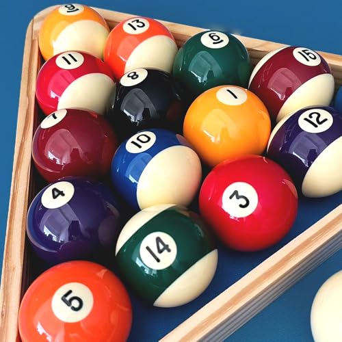 Billiard Balls Set 2-1/4 Inch Regulation Size, 16-Piece Premium Resin Pool Balls for Professional & Home Pool Table Replacement, Tournament Standard Billiard Balls(16 Resin Balls) New Grade A Crystal - style: Large characters-White circle