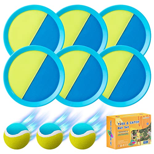 Kids Toys - Outdoor Games, Beach Toys, Toss and Catch Ball Set, Perfect Beach Games Sets Playground Sets for Backyards Easter Gifts for Kids (Light Blue) - color: Light Blue