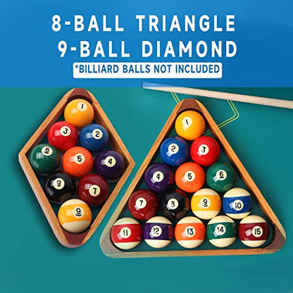 GSE Games & Sports Expert Solid Wood Billiard 8-Ball Triangle / 9-Ball Diamond Pool Ball Racks for 2-1/4" Pool Balls, Pool Table Accessories - color: 2-Tone Oak, style: Triangle & Diamond Racks