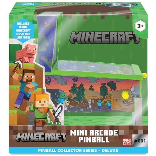 Minecraft: Mini Arcade Pinball - Deluxe Collector Series, Lights & Sounds, Classic Tabletop Game, Skill Shot Challenges, Licensed Toy, Adults-Kids 3+