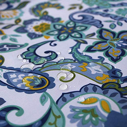 Melaluxe Spring/Summer Wrinkle-Free Waterproof Outdoor Tablecloth with Umbrella Hole and Zipper,60-Inch-by-102 Rectangle - color: Flower, size: 60" x 102" (Rectangular)