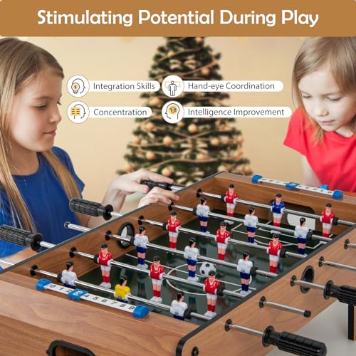 GYMAX Tabletop Foosball Game, 27” Mini Foosball Table with 2 Balls & Score Keeper, Easy Assembly Compact Indoor Table Soccer Game for Kids Adults Family