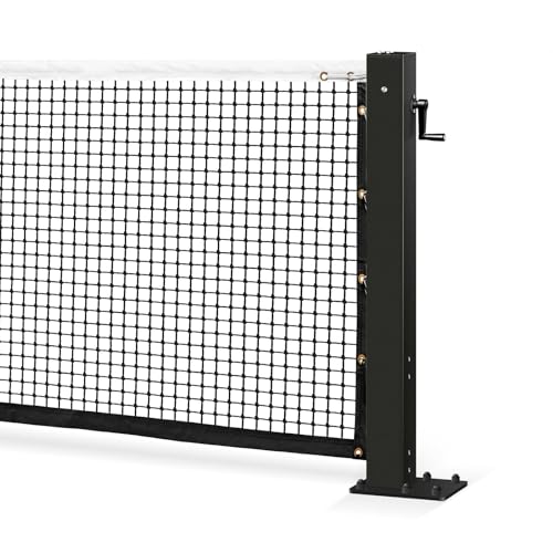 Professional Tennis Net Posts with Internal Safe Winder, 100mm Heavy-Duty Aluminum Post & 260mm Galvanized Base, Includes Expansion Anchors for Easy Setup - color: BLACK, size: Single-Layer Tennis Net, style: Surface-Mounted