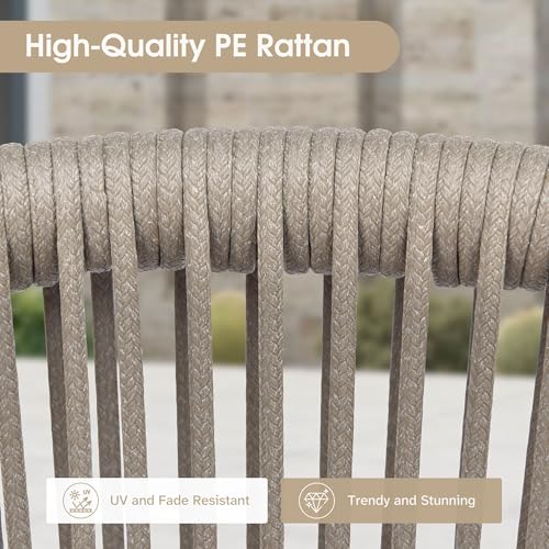 PURPLE LEAF 9 Pieces Outdoor Metal Furniture Set Patio Conversation Sets Dining Set, 1 Square Dining Table and 8 Modern Chairs with Cushions Seat Champagne - color: Champagne, size: 9 Pcs, style: Square