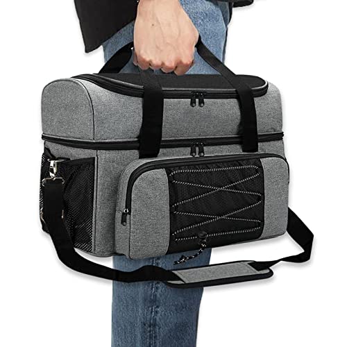 LRTJ Bowling Bags 2 Balls and Shoes-Bag for Bowling ball-Bowling bag with Wooden Ball Holder-Double Balls Tote Bag fits a Single Pair of Bowling Shoes Up to Mens Size 16 and Extra Essentials