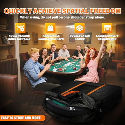 Foldable Poker Table Bag + Protective Cover (Fits 84" Tables) | 600D Oxford Fabric + Silver-Coated Dustproof Layer, Adjustable Shoulder Strap & Multi-Pocket Storage - size: 84 inch