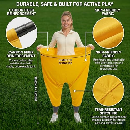 Granny Pants Yard Game Set - Outdoor Tossing Games for Adults | Oversized Stretchy Pants, Bouncy Balls, Air Pumps, XXL Sport Ball Storage Bag, Family Reunion, Party, Field Day