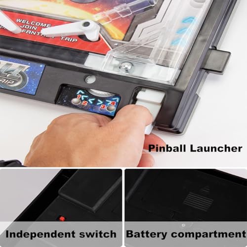 Mini Pinball Game Machine, Electronic Desktop Ball Shooting Toy with Light and Sound Effects, Digital-Counter, Arcade Alley Games for Kids and Adults, Pinball Gifts
