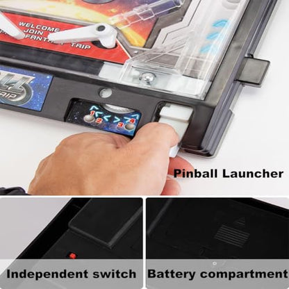 Mini Pinball Game Machine, Electronic Desktop Ball Shooting Toy with Light and Sound Effects, Digital-Counter, Arcade Alley Games for Kids and Adults, Pinball Gifts