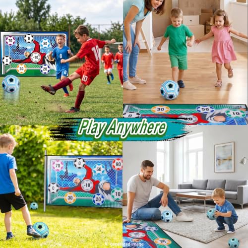 Soccer Ball Game Set for Kids: Indoor Outdoor Backyard Toss Soccer Goal Game with Balls - Sports Soccer Toys for Kids Boys for 3 4 5 6 7 8 Year Old - Birthday Gifts for Boys Girls Age 3-12