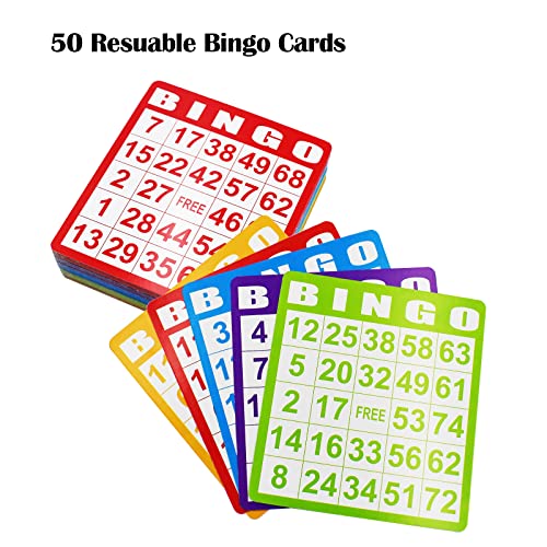 Yuanhe Deluxe Bingo Game Set - Metal Round Cage, 75 Colored Balls, 50 Bingo Cards, 300 Mixed Chips and Master Board for Large Groups, Parties - style: Classic