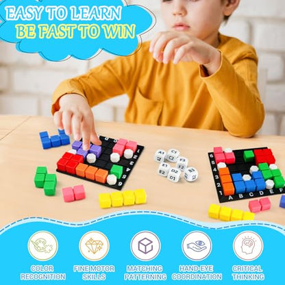 STEM Puzzle Game The Brain Square with 160000+ Solutions Pattern Matching Blocks Brain Teaser Toy Roll Dice & Race Your Opponent to Fill Grid Travel Game for Kids & Teens Back to School Birthday Gift - color: 2_player