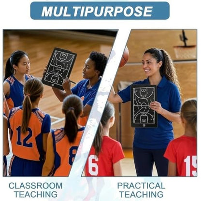 Basketball Coaching Board, 16" LCD Screen Tactical Marker Board with Pen, Clipboard Training Equipment for Basketball Teaching, Game