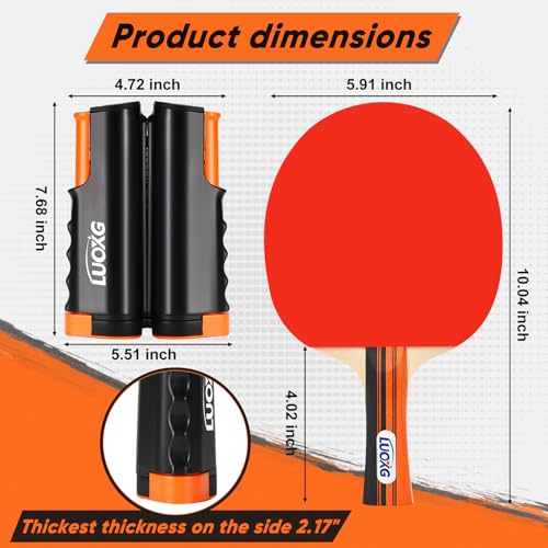 Portable Ping Pong Paddles Set of 2 with Table Tennis Net and Balls | 2‑Player Ping Pong Paddles Set with 3‑Star Balls, Retractable Net and Portable Case, Perfect for Family Games