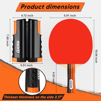 Portable Ping Pong Paddles Set of 2 with Table Tennis Net and Balls | 2‑Player Ping Pong Paddles Set with 3‑Star Balls, Retractable Net and Portable Case, Perfect for Family Games