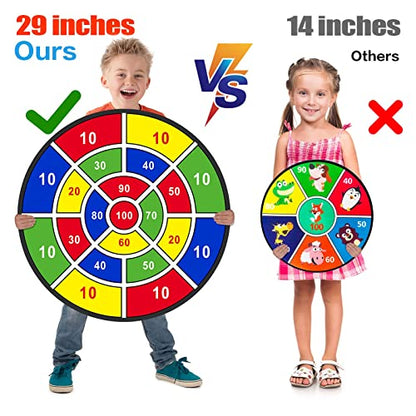BooTaa 29" Large Dart Board for Kids, Kids Dart Board with Sticky Balls, Boys Toys, Indoor/Sport Outdoor Fun Party Play Game Toys, Birthday Gifts for 3 4 5 6 7 8 9 10 11 12 Year Old Boys Girls - style: 100 Scores