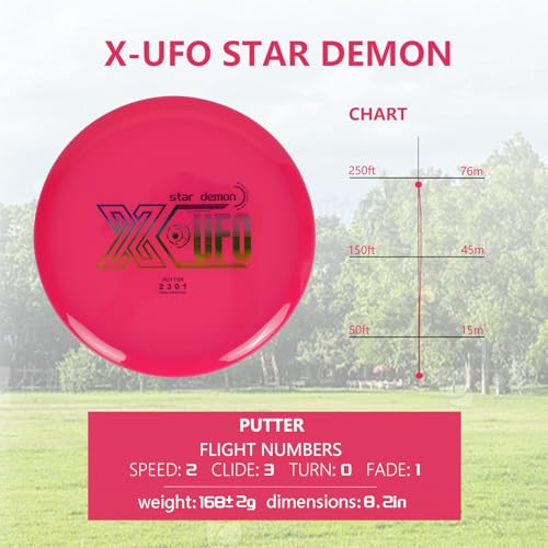 X-UFO Disc Golf Starter Set - 3 Piece Professional Disc Golf Set for Beginners, Lightweight & Portable, Putter Driver Midrange 170g-173g - color: TPU-3SET149