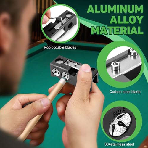 11-in-1 Pool Cue Tip Replacement Kit, Cue Tip Shaping Tool, Professional Cue Tip Repair Accessories, Suitable for tip Replacement and Shaping in Home, bar, Club, or Tournament Settings