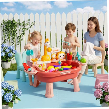 Toy Sink with Running Water, Toddler Water Table Play Sink with Detachable Legs, 180° Rotating Faucet & Multi-Play Modes. - color: Style 1