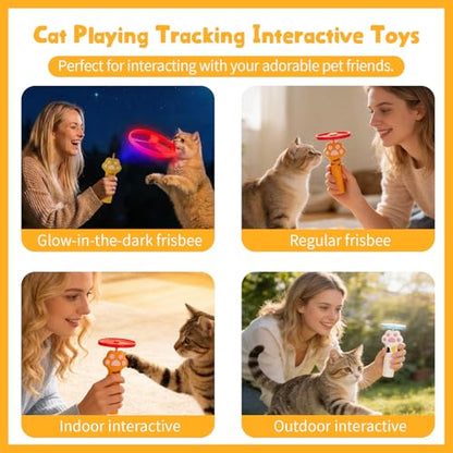 Cat Fetch Toy, Rechargeable Flying Disc Launcher Toy with 6 Flying Discs, Cat Toy Launcher, Flying Bird Cat Toy, Cat Interactive Toys for Outdoor and Indoor (Yellow) - color: Yellow
