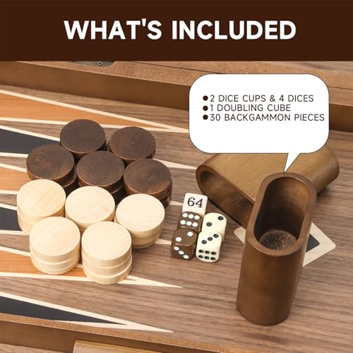 GSE Games & Sports Expert Premium Wooden Folding Inlay Backgammon Board Set, Classic Traditional Strategy Board Games (Star- 21 Inches) - color: Wood-star, size: Large