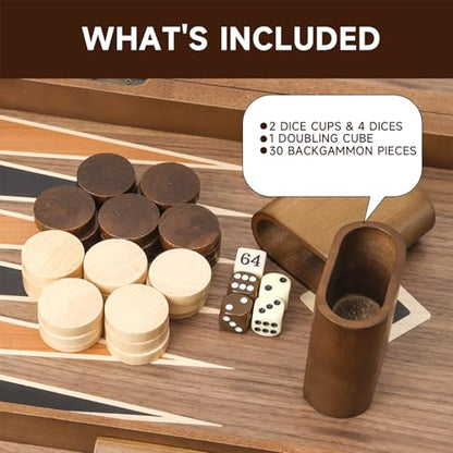 GSE Games & Sports Expert Premium Wooden Folding Inlay Backgammon Board Set, Classic Traditional Strategy Board Games (Star- 21 Inches) - color: Wood-star, size: Large