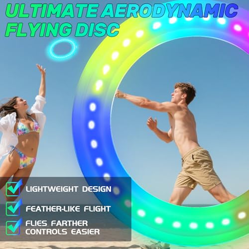 Dilabnba Flying Ring Disc Toy LED Light Beach Backyard Camping Sports Play Soft Discs Outdoor Tossing Toy Christmas Birthday Gift for Teens Boys Kids Adults, Lost Mode, 9.8''/200g - style: Set2