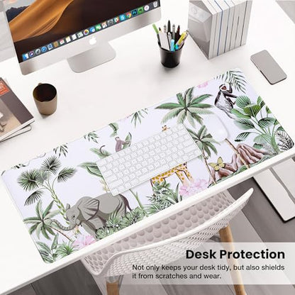 ALOANES Waterproof Mouse Pad with Durable Stitched Edge, Gaming Keyboard, Non-Slip Rubber Base, Extended Desk pad for Gamer, Office& Home, Zoo Mousepad XL(31.50"x11.81"x0.12") - color: 03- Zoo, size: XL(31.5" x 11.8")