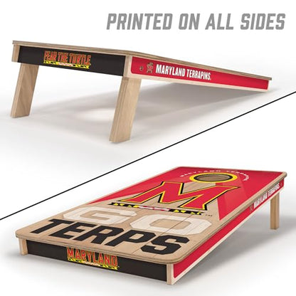 YouTheFan NCAA 2' x 4' Slogan Series Professional Wood Cornhole Game with Logo Bags - color: Maryland Terrapins