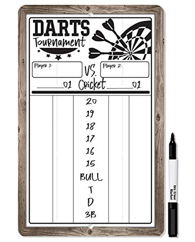 Dart Scoreboard (white) Dry Erase for Keeping Score in All Cricket Games, 301 or 501 - Dart Board Scoreboard Includes Magnetic Dry Erase Marker with Eraser - A Really Great Looking Darts Scoreboard - color: White
