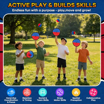 Toss and Catch Ball Game - Beginner Sticky Balls & Kids Baseball Training Glove Toy Paddle - 2026 Top Outdoor Game for Family Boys & Girls - Fun Birthday Gift Idea for 3 4 5 6 7 8 9 10 + Year Boys