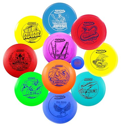 Innova Disc Golf Set 10 Pack – Disc Golf Starter Set for Beginners with Disc Golf Drivers, Mid-Ranges, Disc Golf Putters Disc Golf Starter Kit