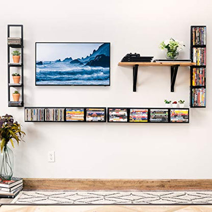 You Have Space Black Floating Shelves for Wall, 34 Inch Video Games, CD, DVD Storage Shelves, Metal Cube Storage Shelf Set of 4