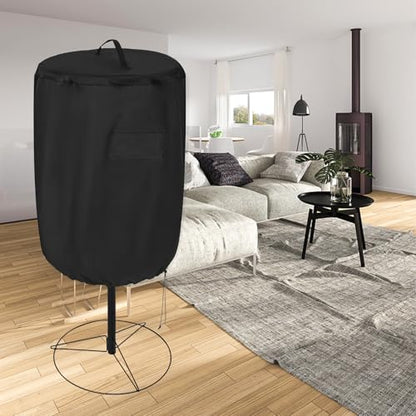Disc Golf Basket Cover, Double Stitched Seam, Tear and UV resistant-420D Heavy Duty Fabric, Water-resistant, Sun Protection, Flying Disc Golf Basket Accessories, 27.6" D x 35.43'' H，Black