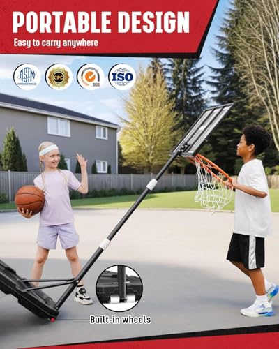 Seray Kids Basketball Hoop Outdoor [Patented 6s Safe-Adjust] 3.2-7.2FT, Indoor/Poolside/Mini Basketball Hoop for Kid/Toddler/Youth/Adult in Backyard/Driveway,Shatterproof Backboard and Enlarged Base - color: White