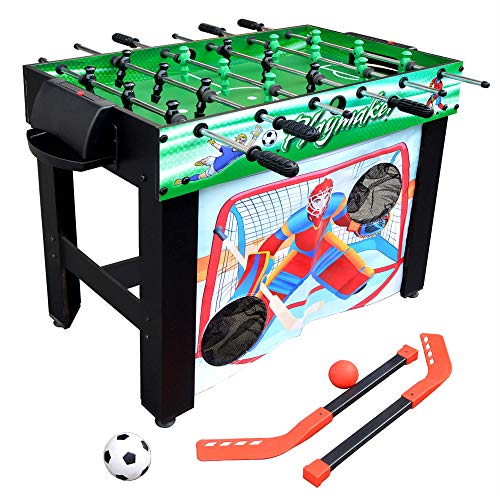 Hathaway Playmaker 3-in-1 Foosball Multi-Game Table with Soccer and Hockey Target Nets for Kids