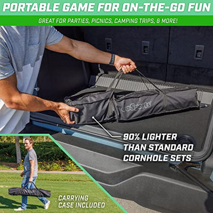GoSports Portable Cornhole Set with Carry Case - Outdoor Lawn Bean Bag Toss Game for Adults and Family - Beach, Camping, Yard Games & More - style: Rustic