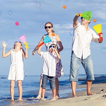 Jerify 30 Pcs Pop Pass Catch Ball Game Outdoor Indoor Games Toys for Kids with 12 Catch Launcher Baskets and 18 Balls Beach Sport Outdoor Activities for Summer Party Favor Gift Age 6 7 8 10 12+