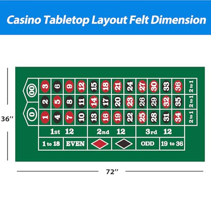 GSE Games & Sports Expert 36" x 72" Double-Sided Casino Layout Felt, Las Vegas Style Tabletop Mat for Parties, Home Entertainment, Poker Game Night - style: Blackjack&Roulette