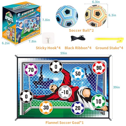 Soccer Ball Game Mat Set, Sticky Soccer Ball Indoor Target Toss Party Game, Sports Toys and Gift for Kids Boys Girls for 3 4 5 6 7 8 Year Old Boy Toys Birthday