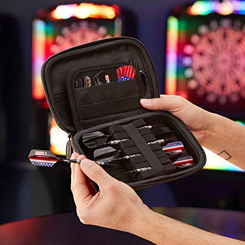 Casemaster Sentinel Dart Case, Holds 6 Steel Tip or Soft Tip Darts Fully Assembled, Hard Shell EVA Case with Foam, Water Resistant, American Flag - color: American Flag