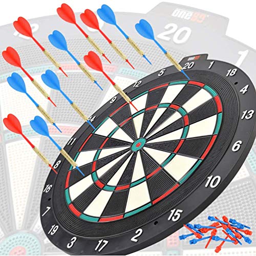 ONE80 Dartboard 18' Plastic Board with 12 Soft Tip Darts, 20 Extra Tips, Mounting Kit - style: S Dartboard I