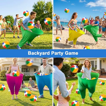 Granny Pants Yard Game, Outdoor Game with Bouncy Ball and Air Pump, Team Relay Family Reunion Party Field Game - size: Adult-4Pcs