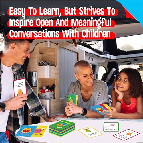 70 Conversation Cards, 4 Category Mindful Talk for Students, Authentic & Meaningful Question Cards for Parents, Kids, Classroom Activity & Road Trip - Improve Expression, Communication, Social Skill