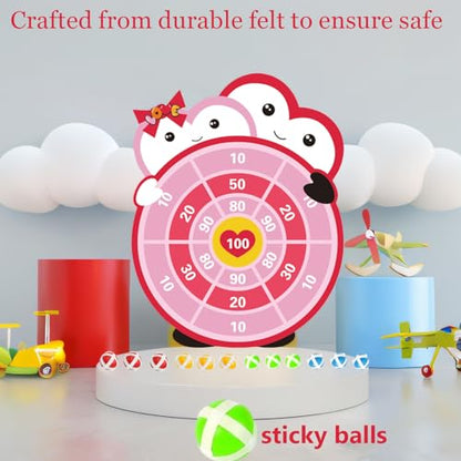 Ansoufien Valentine's Day Dartboard Game for Kids – Cute Heart-Themed Target Game with 12 Sticky Balls – Indoor Party Game for Girls & Boys, Classroom and Family Fun